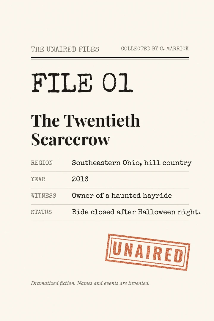 Sample page: the typewritten cover sheet of File 01 with region, year, witness and status